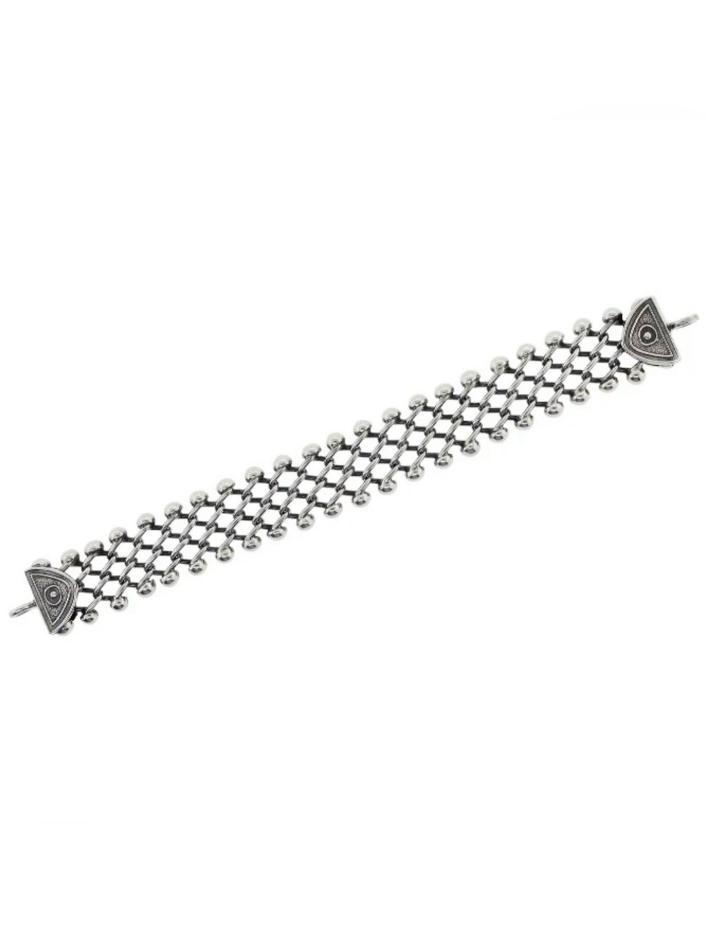 Vintage Tabra Bone Carved Cat Charm & Tabra Silver 925 Connector Bracelet Chain - Picture 5 of 11